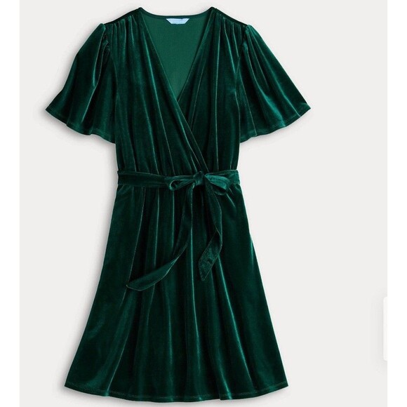 NEW Draper James Green Velvet Wrap Dress Size XL Short  Sleeve - Picture 7 of 15